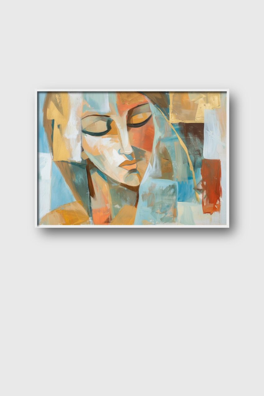 Malerei Poster Frau Konturen farbig abstrakt