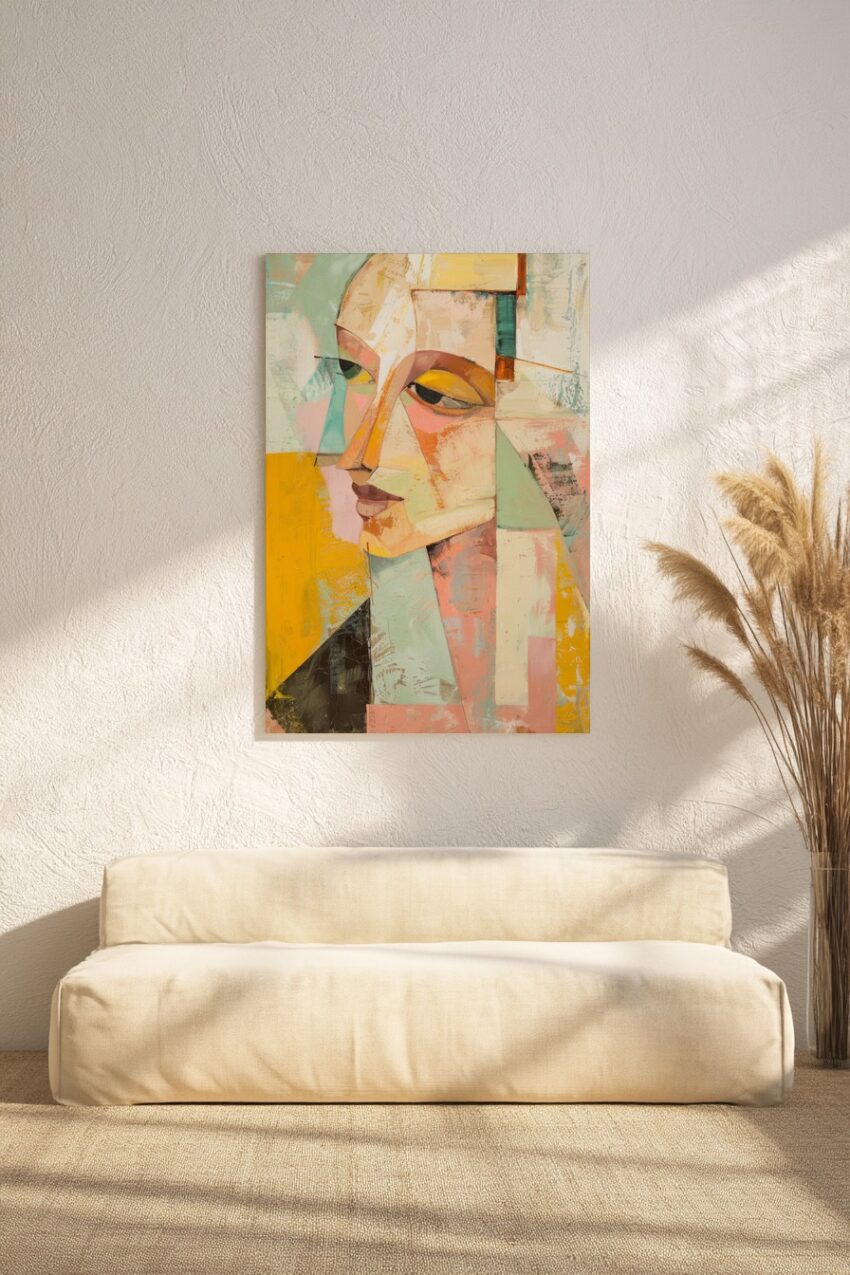 Abstrakt Poster Frau geometrisch farbig