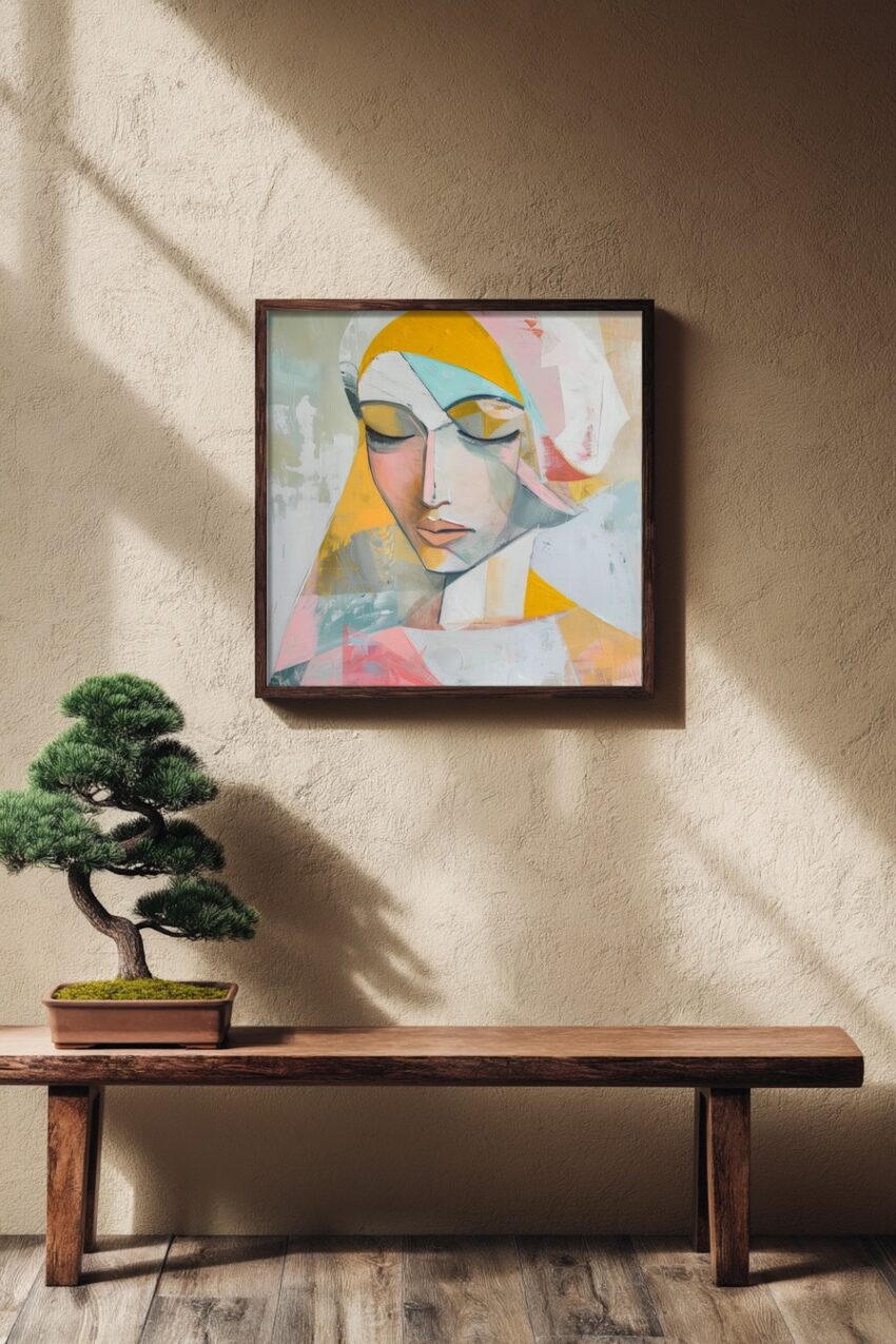 Malerei Poster Frau Farbflächen abstrakt bunt