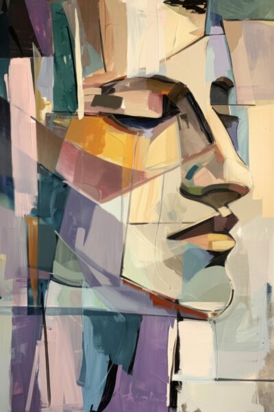 Porträt Frau Kubistisch Leinwandbild