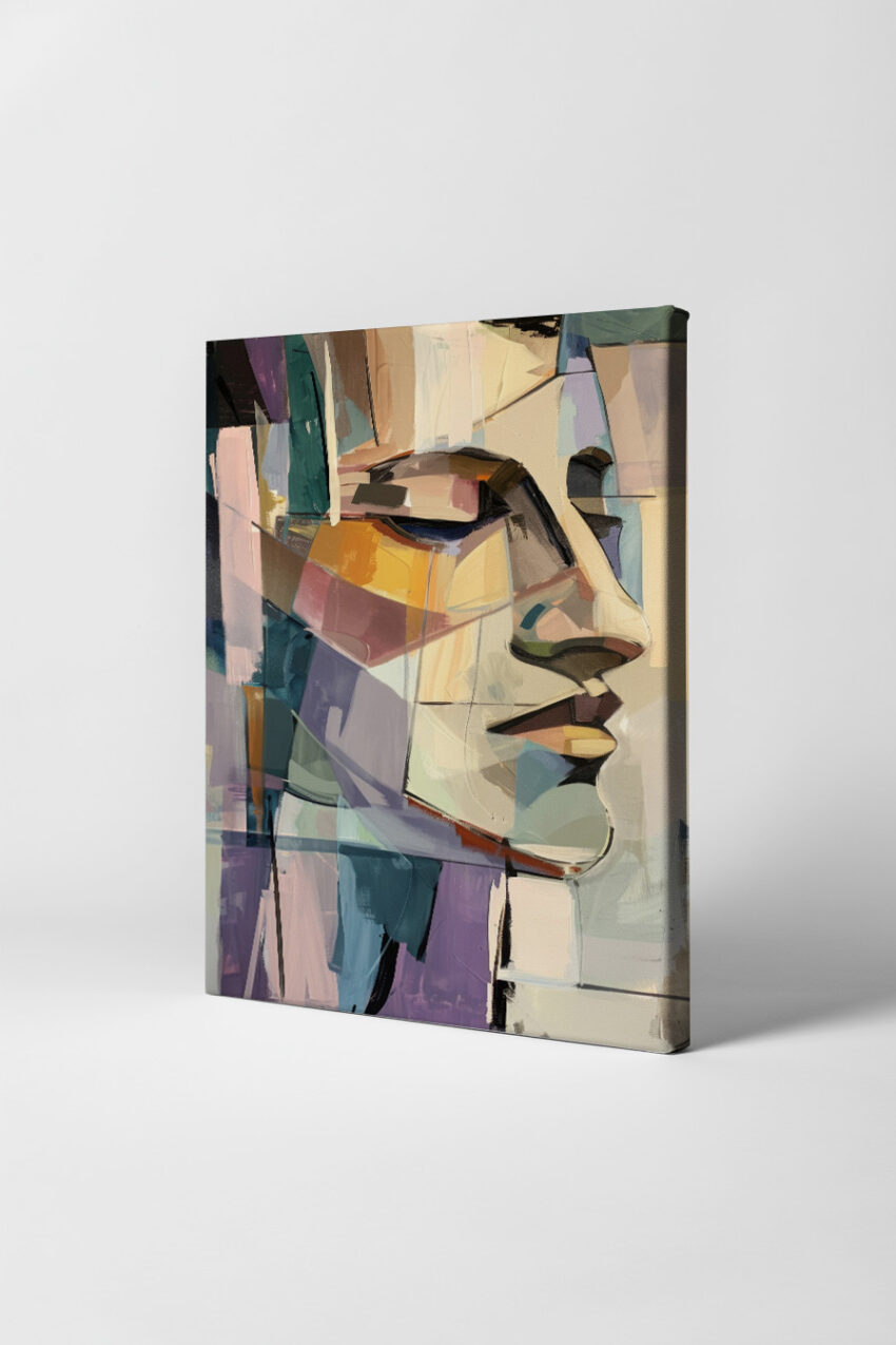 Abstrakt Poster Frau Gesicht Farbflächen kubistisch