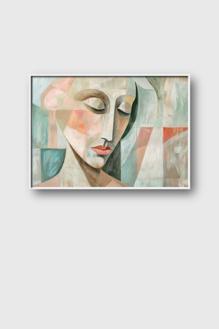 Abstrakt Poster Frau Gesicht pastellfarben weich