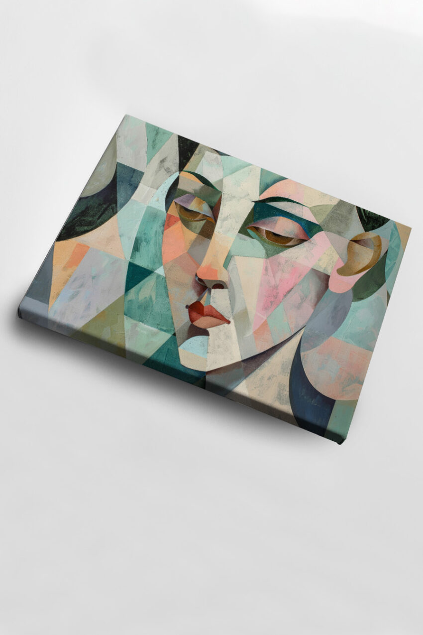 Illustration Poster Gesicht farbig Facetten Pastelltöne