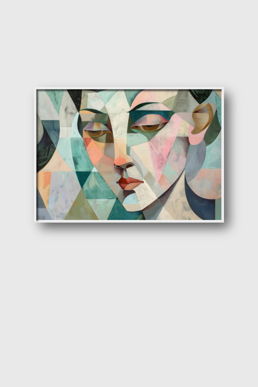 Illustration Poster Gesicht farbig Facetten Pastelltöne