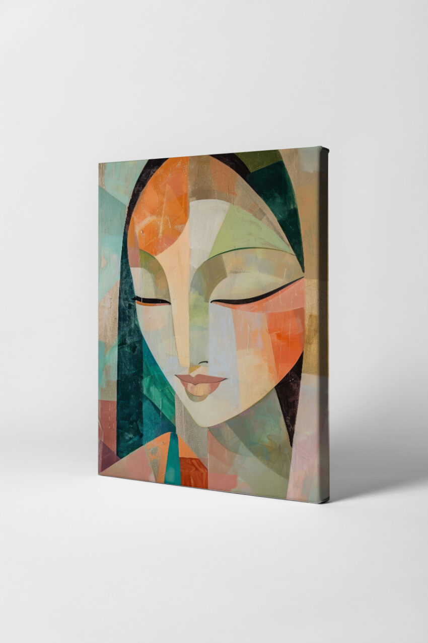 Grafikdesign Poster Frau Gesicht farbig geometrisch