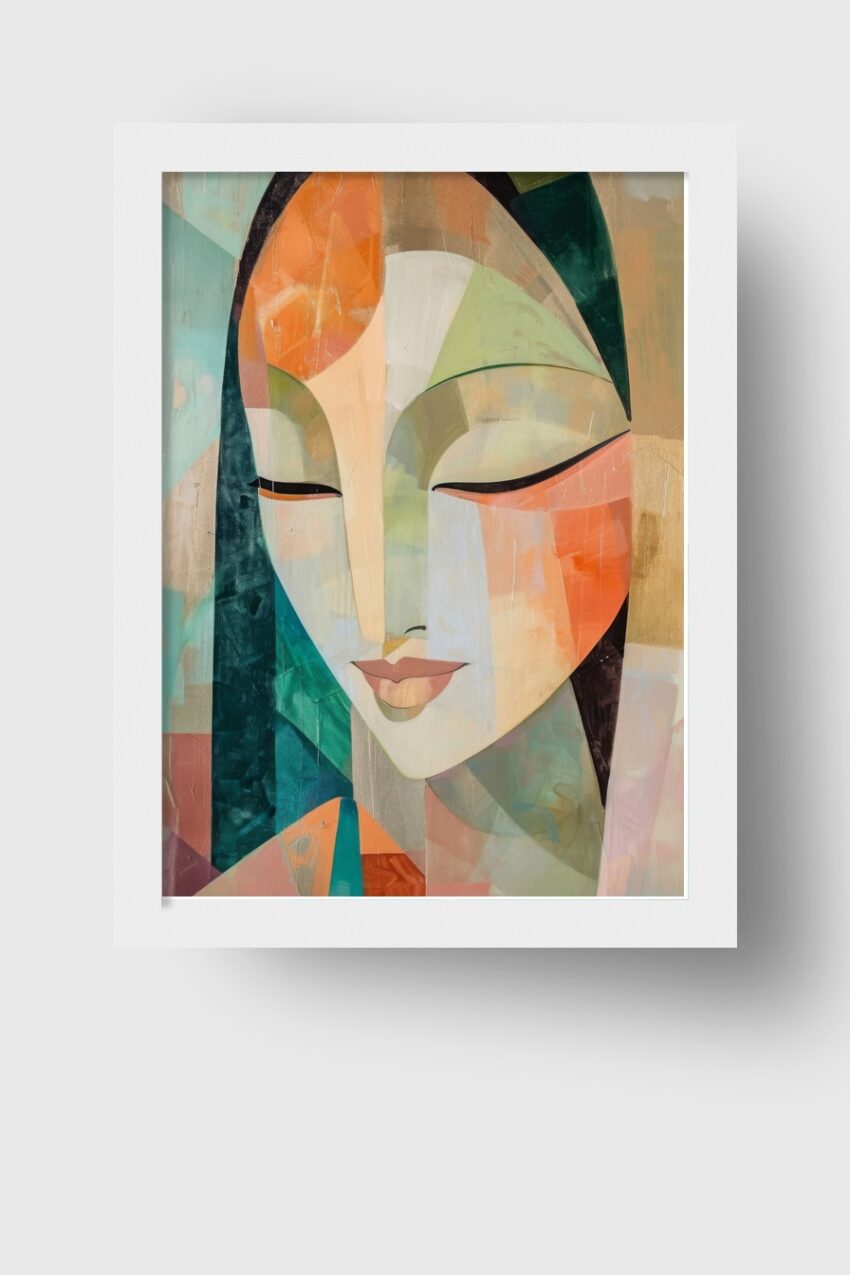 Grafikdesign Poster Frau Gesicht farbig geometrisch