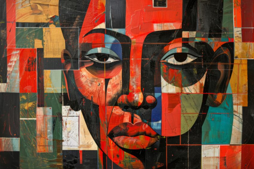 Digitale Kunst Poster Frau Gesicht rot abstrakt