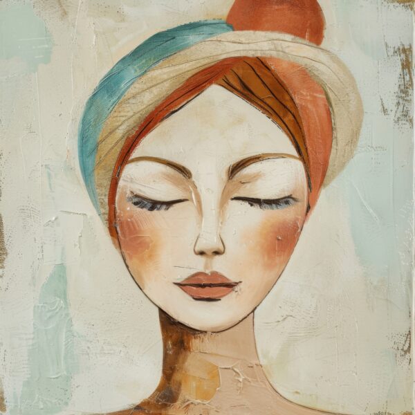 Frau Turban Lippen Gerahmt