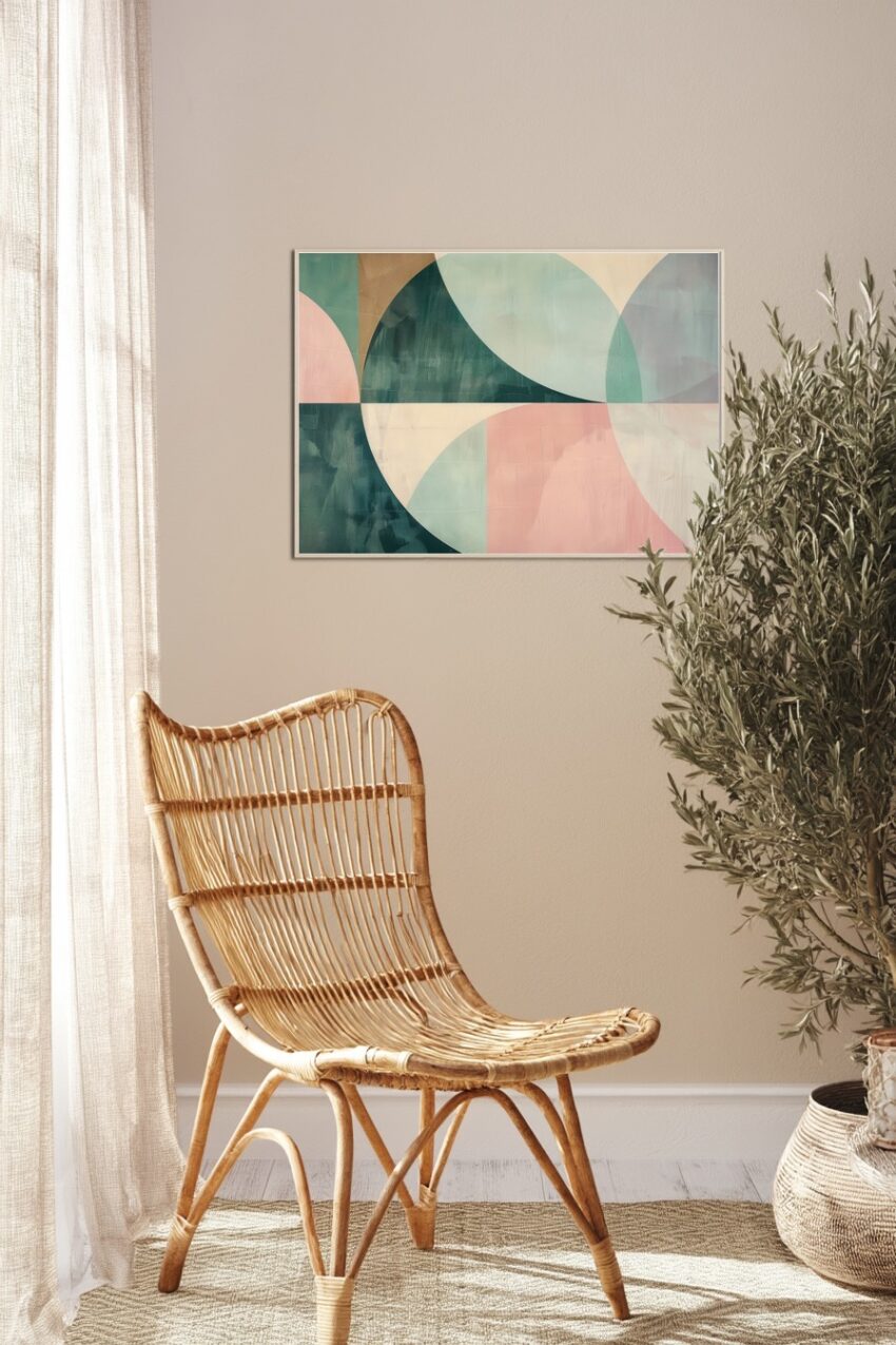 Grafikdesign Poster Geometrie Pastell grün rosa