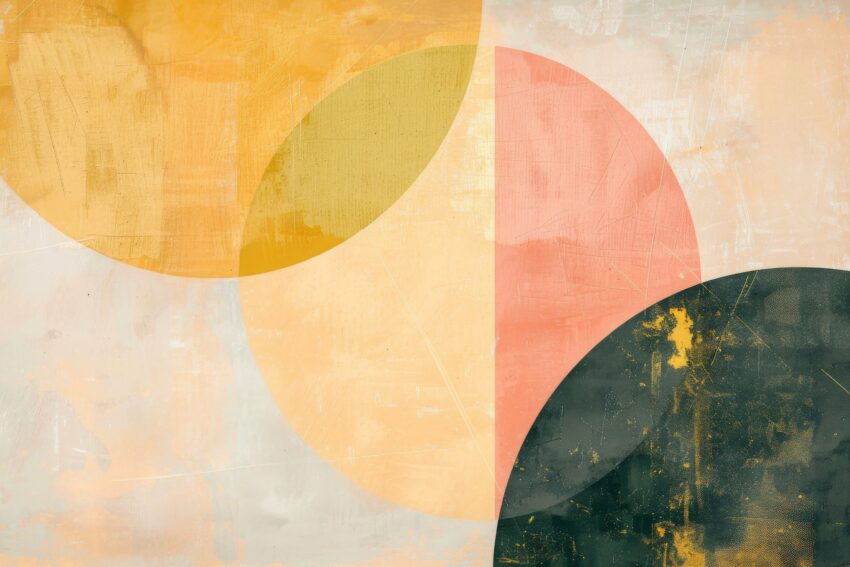 Digitale Kunst Poster Kreisformen abstrakt beige orange dunkelgrün