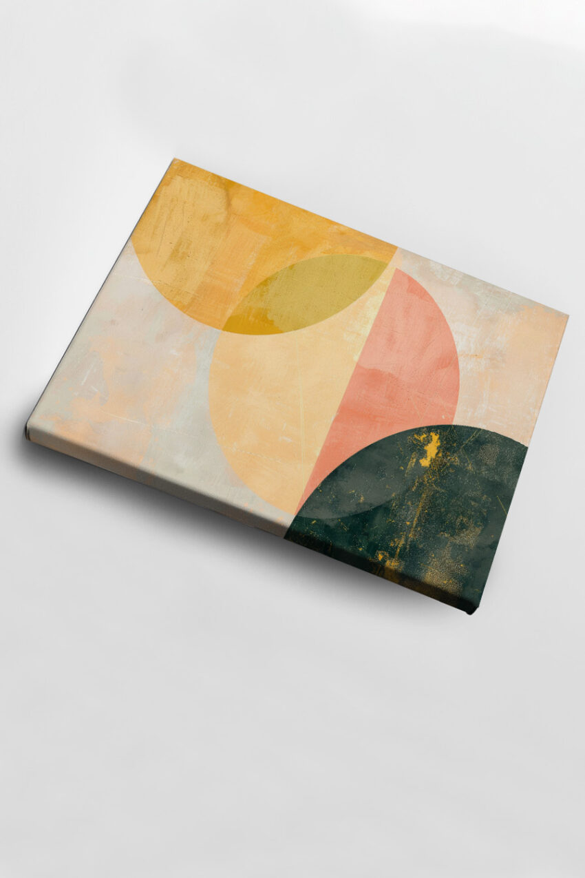 Digitale Kunst Poster Kreisformen abstrakt beige orange dunkelgrün