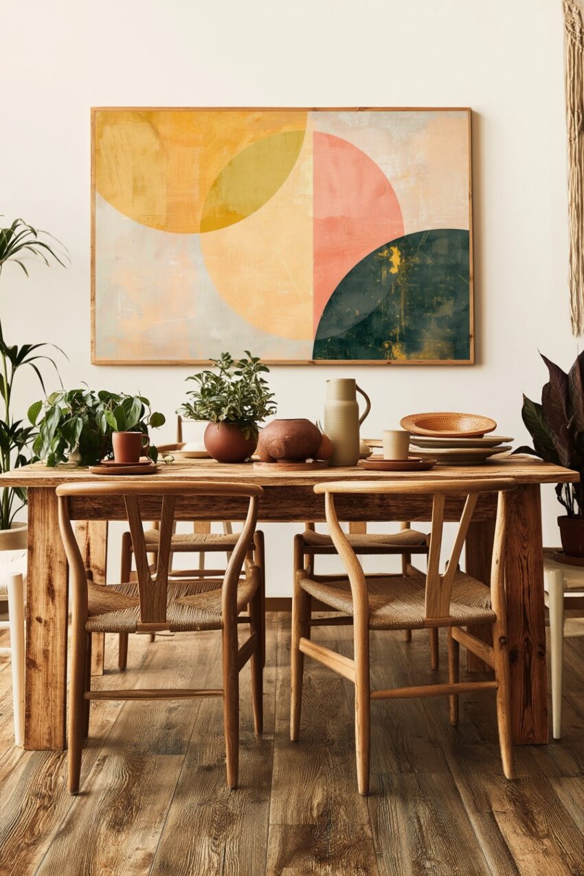 Digitale Kunst Poster Kreisformen abstrakt beige orange dunkelgrün