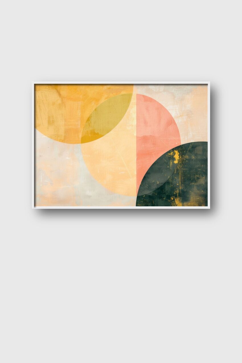 Digitale Kunst Poster Kreisformen abstrakt beige orange dunkelgrün