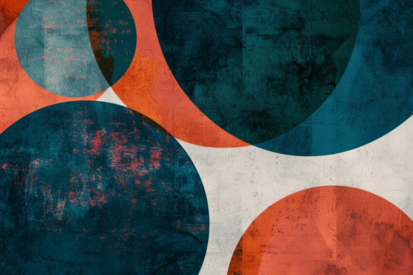 Digitale Kunst Poster Kreise Roststruktur blau orange