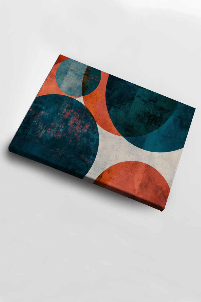 Digitale Kunst Poster Kreise Roststruktur blau orange