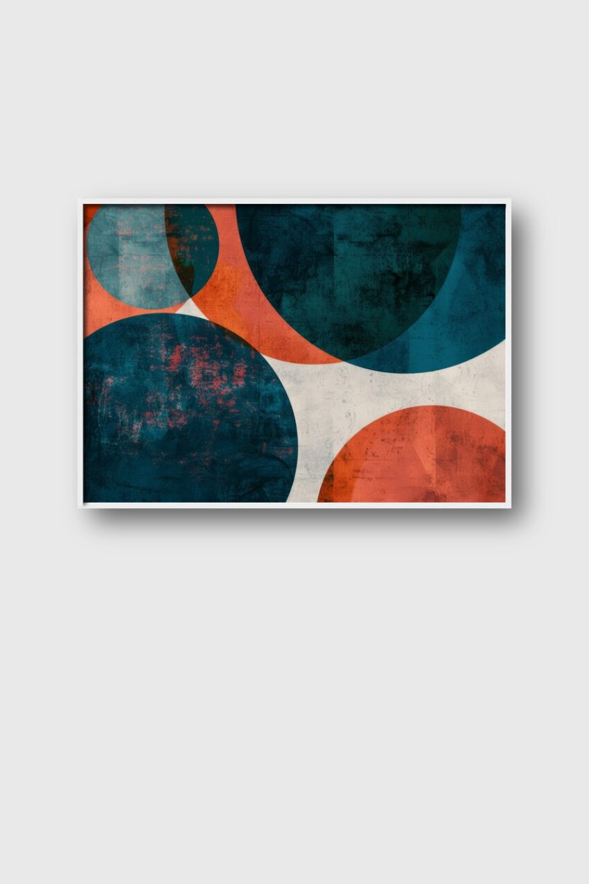 Digitale Kunst Poster Kreise Roststruktur blau orange