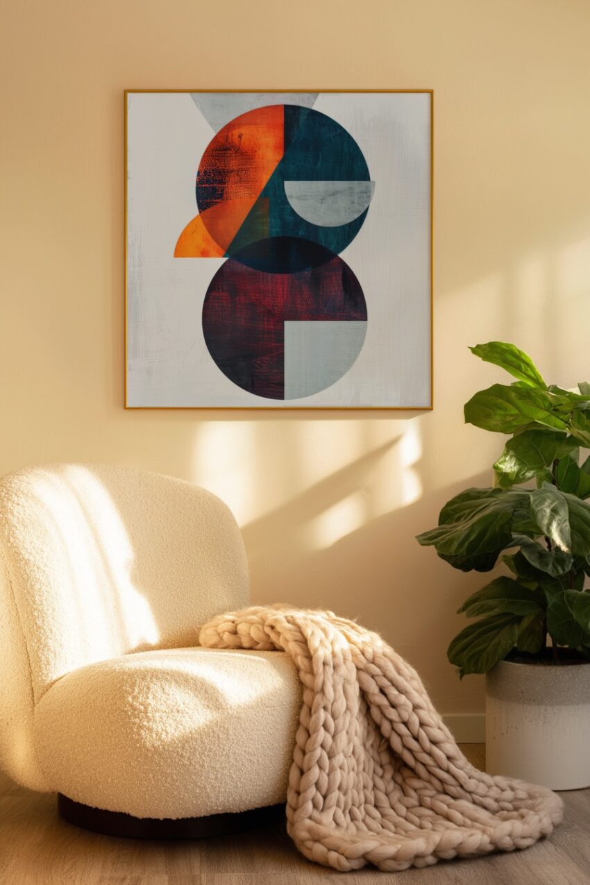 Grafikdesign Poster Kreise abstrakt Farbkontrast Orange Blau