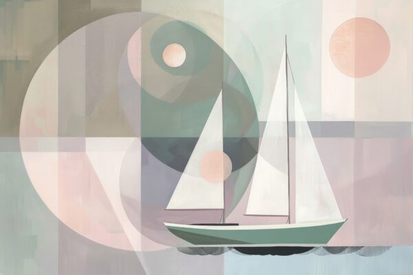 Segelboot Yin Yang Gerahmt