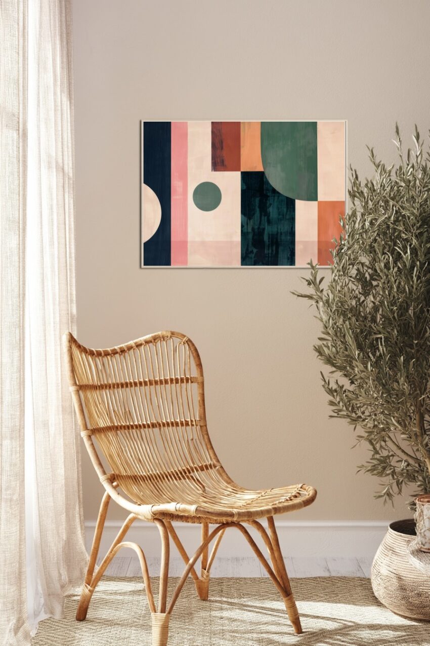 Illustration Poster geometrische Formen minimalistisch creme grün terrakotta