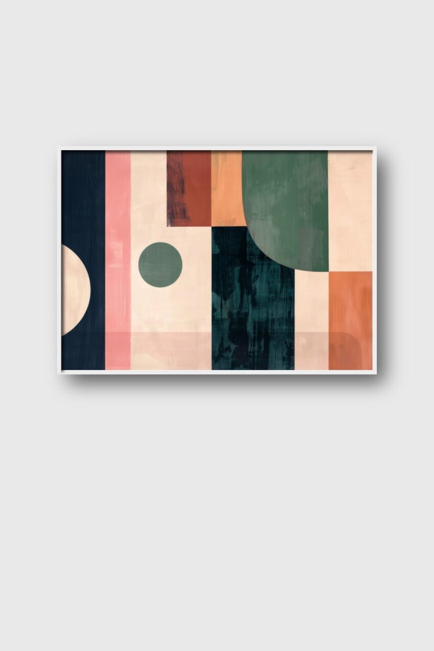 Illustration Poster geometrische Formen minimalistisch creme grün terrakotta