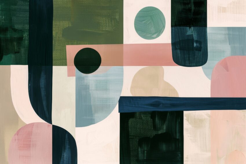 Abstrakt Poster geometrische Formen pastellfarben minimalistisch