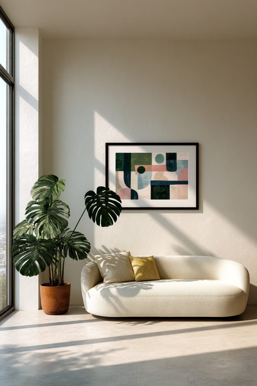 Abstrakt Poster geometrische Formen pastellfarben minimalistisch