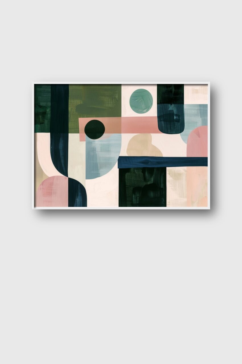 Abstrakt Poster geometrische Formen pastellfarben minimalistisch