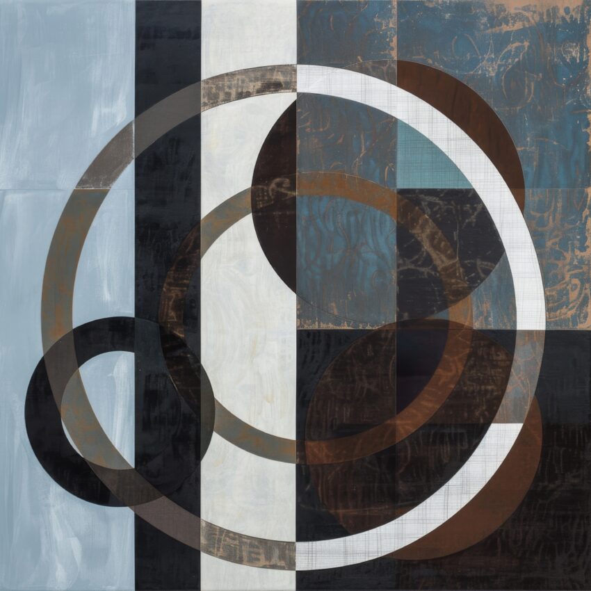 Grafik Poster Ringe geometrisch abstrakt schwarz braun