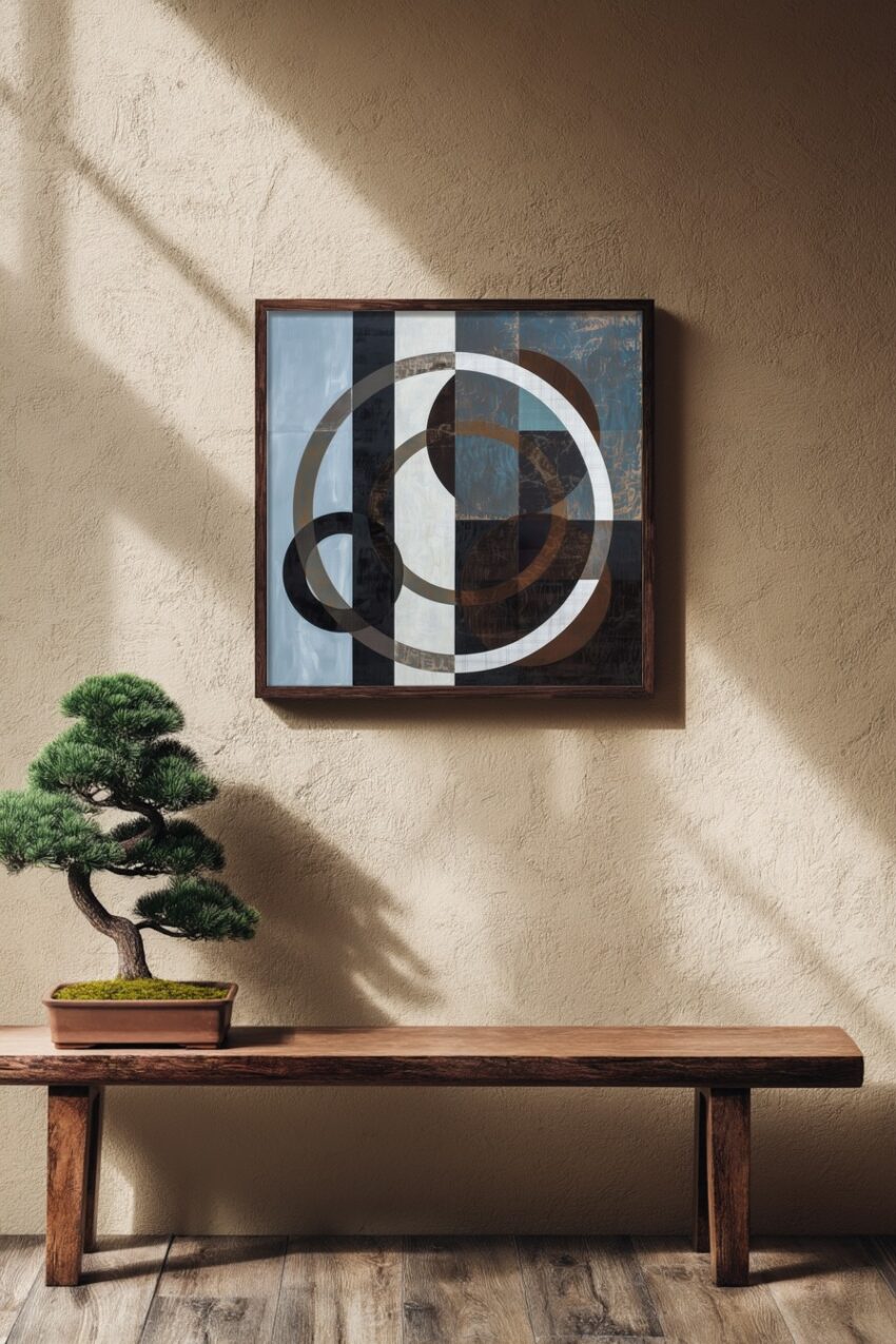 Grafik Poster Ringe geometrisch abstrakt schwarz braun