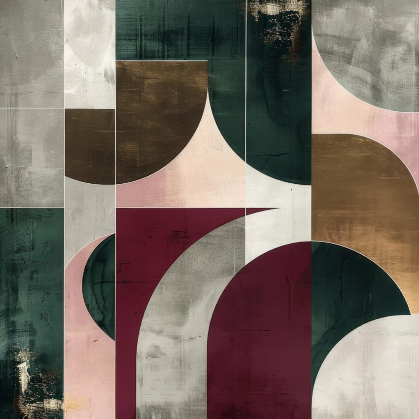 Grafikdesign Poster Geometrische Formen Bronze Burgunderrot