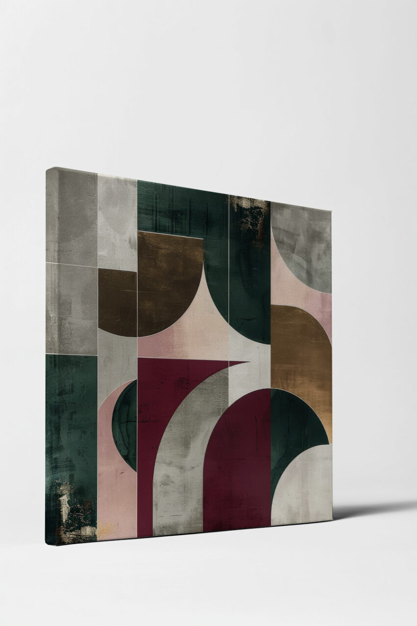 Grafikdesign Poster Geometrische Formen Bronze Burgunderrot