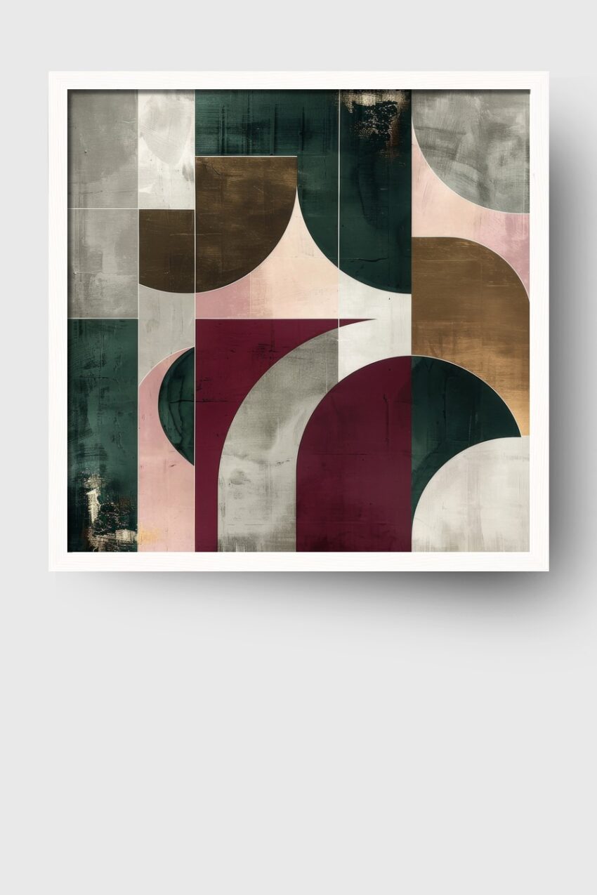 Grafikdesign Poster Geometrische Formen Bronze Burgunderrot