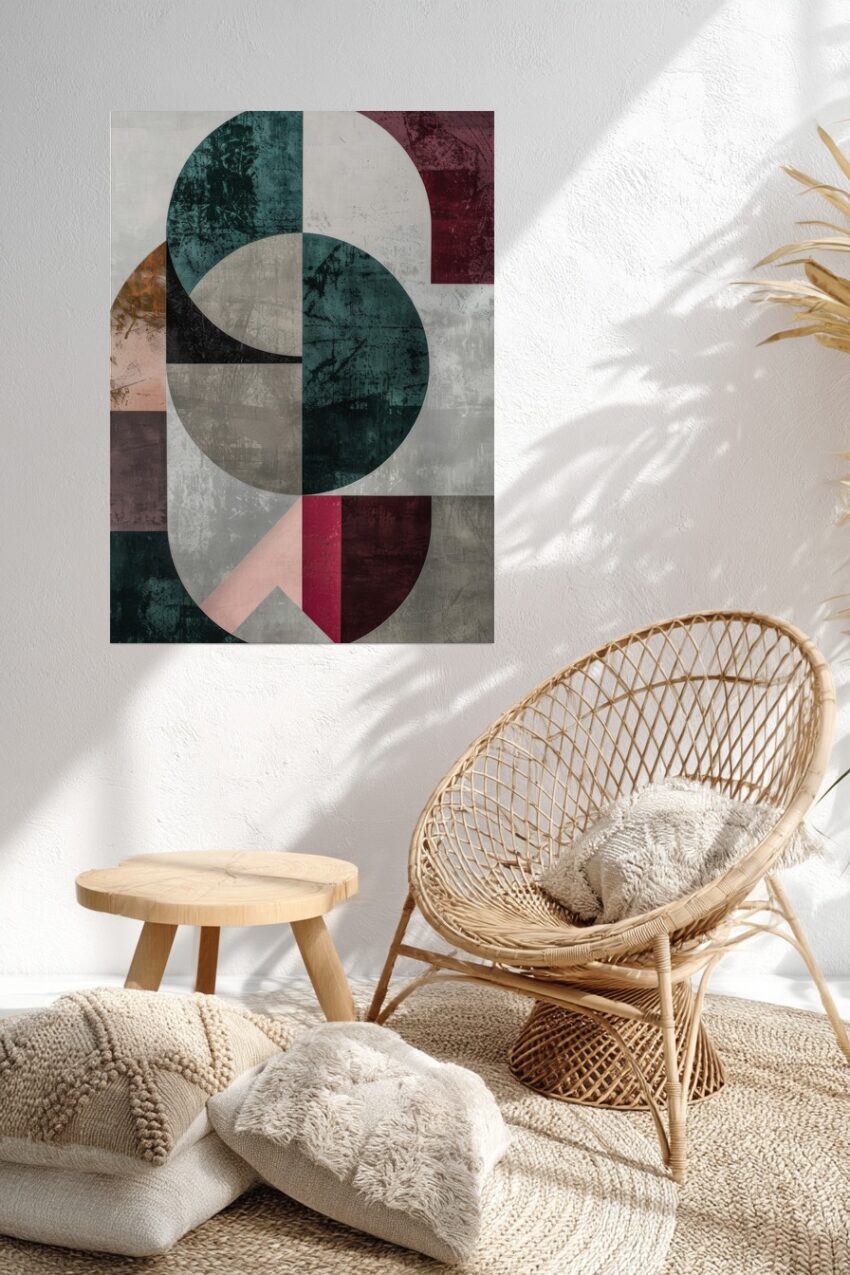 Grafik Poster Geometrie abstrakte Kreise dunkelrot grau