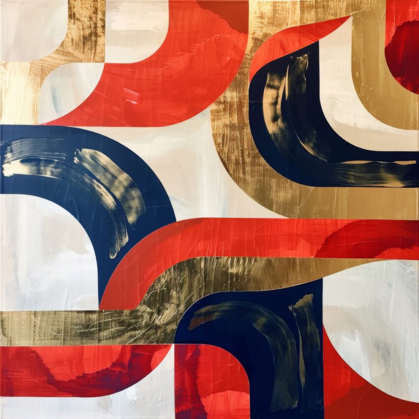 Malerei Poster Geometrie gold rot dunkelblau