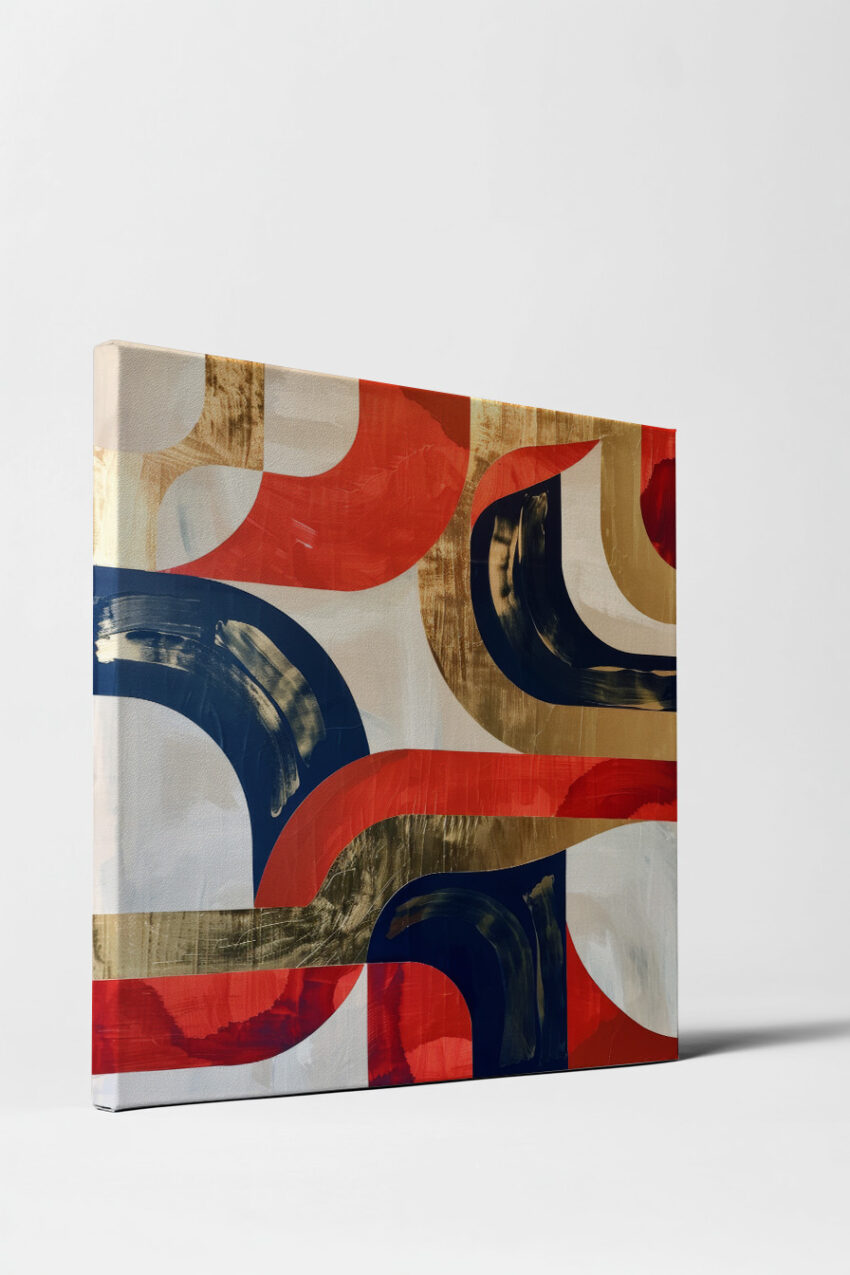 Malerei Poster Geometrie gold rot dunkelblau