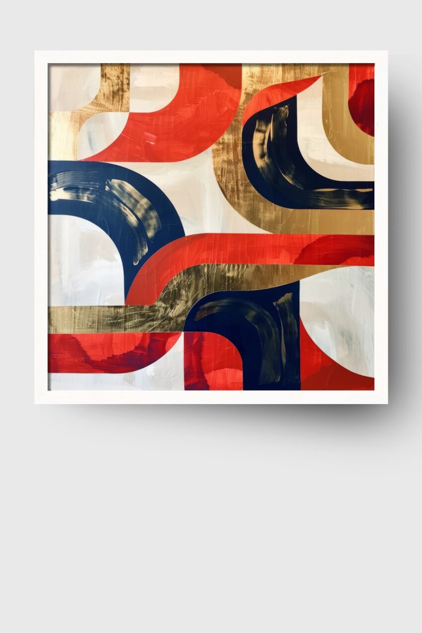 Malerei Poster Geometrie gold rot dunkelblau