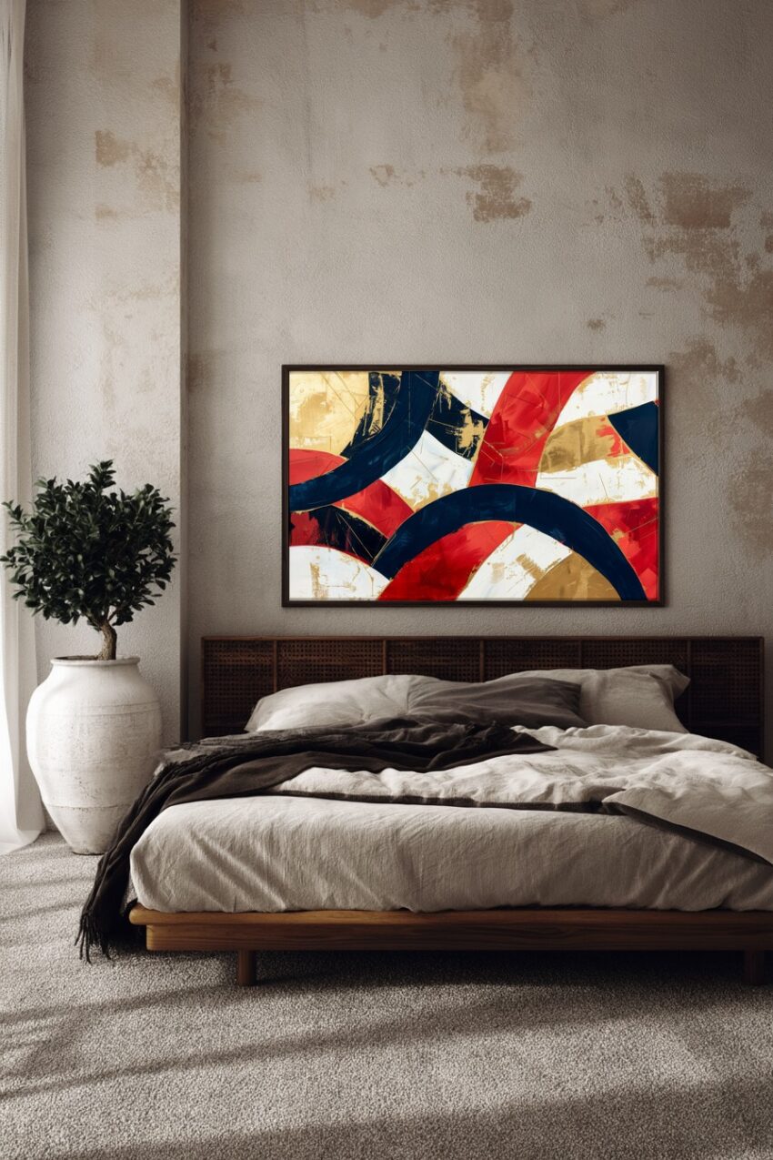 Abstrakt Poster Bögen rot blau gold