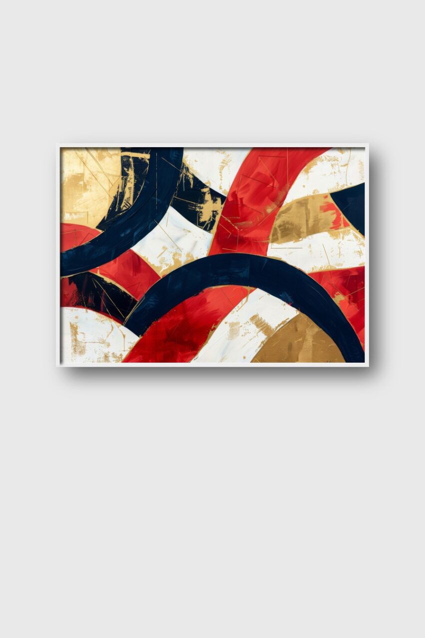 Abstrakt Poster Bögen rot blau gold