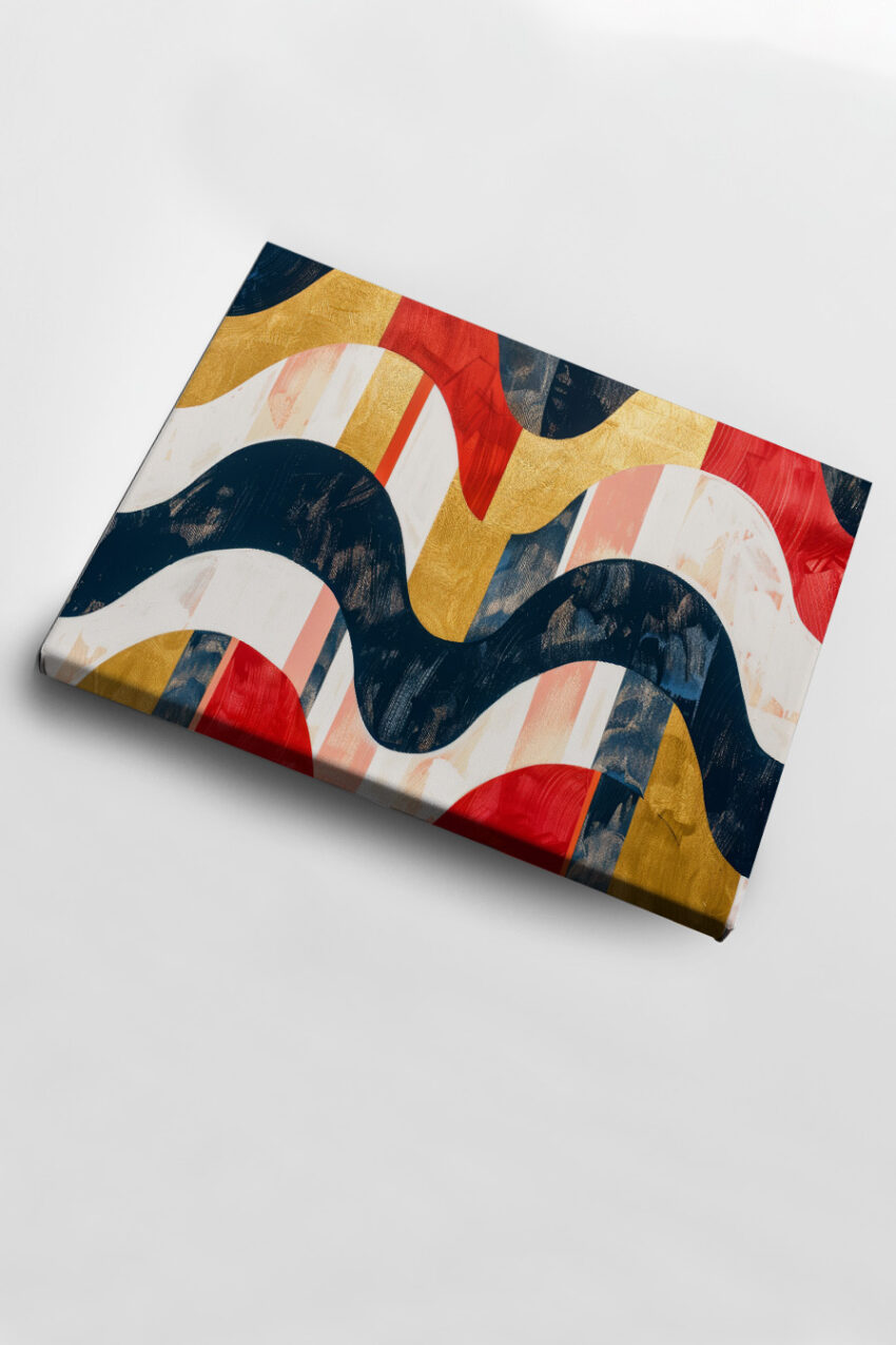 Grafik Poster Wellen abstrakt bunt gold rot schwarz