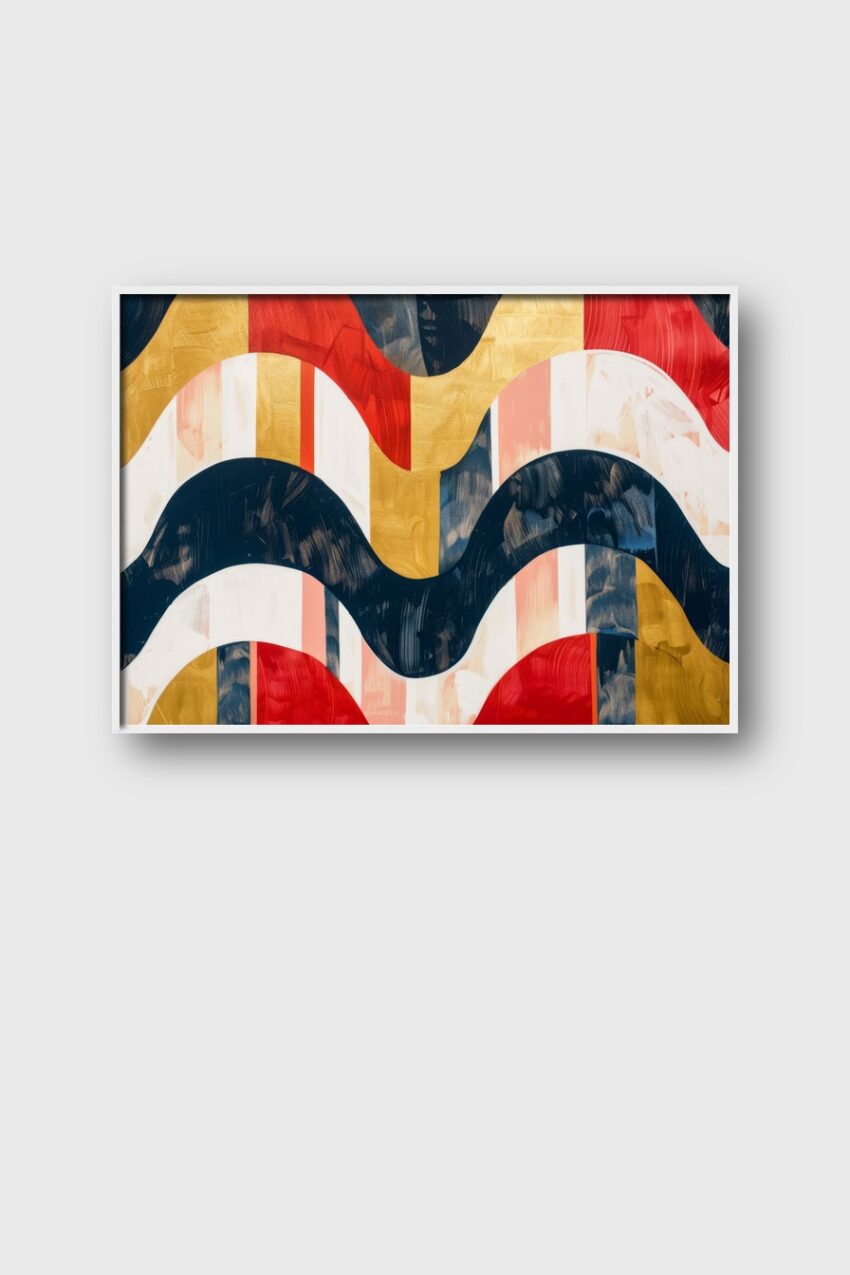 Grafik Poster Wellen abstrakt bunt gold rot schwarz