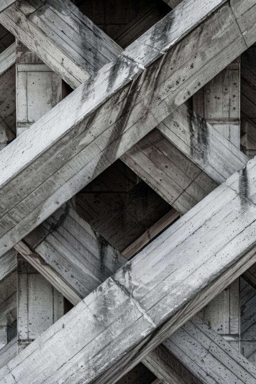 Fotografie Poster Beton Kreuzung diagonal grau