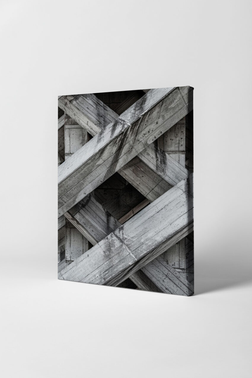 Fotografie Poster Beton Kreuzung diagonal grau