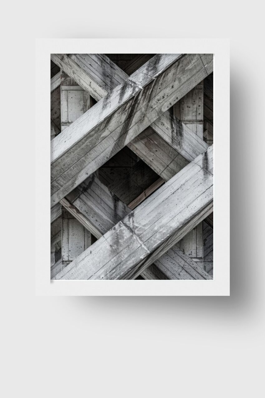 Fotografie Poster Beton Kreuzung diagonal grau