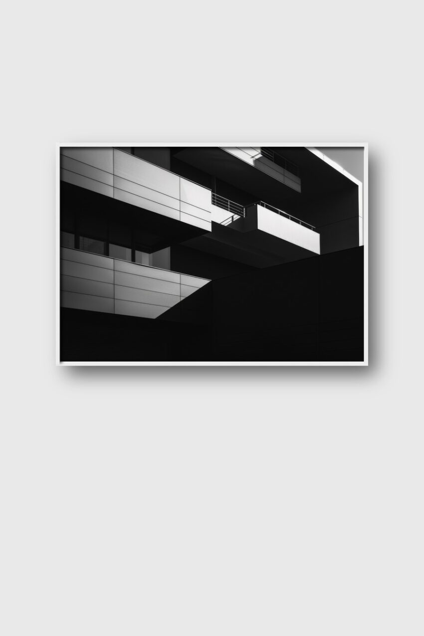 Fotografie Poster Balkone schwarz-weiß Geometrie urban