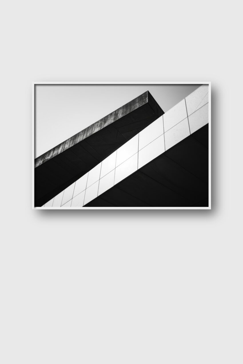 Fotografie Poster Brücke Schatten schwarz-weiß minimalistisch