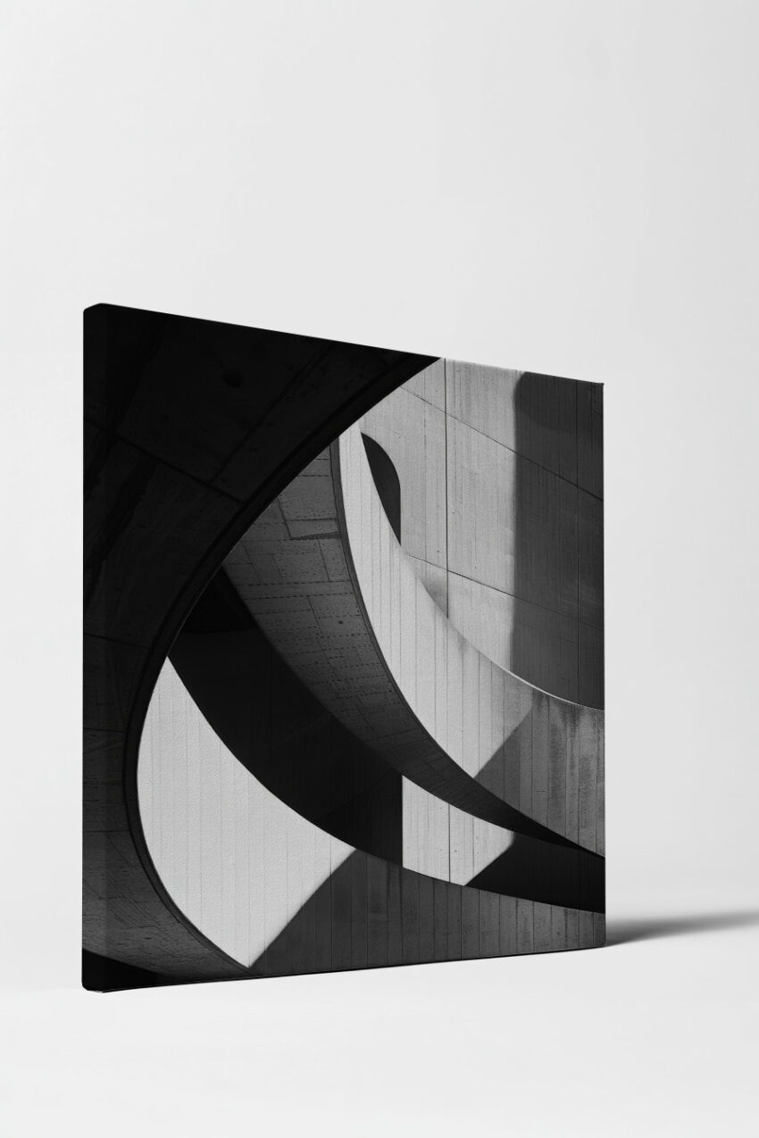 Fotografie Poster Treppe Beton Licht Spiegelung Schwarz-Weiß