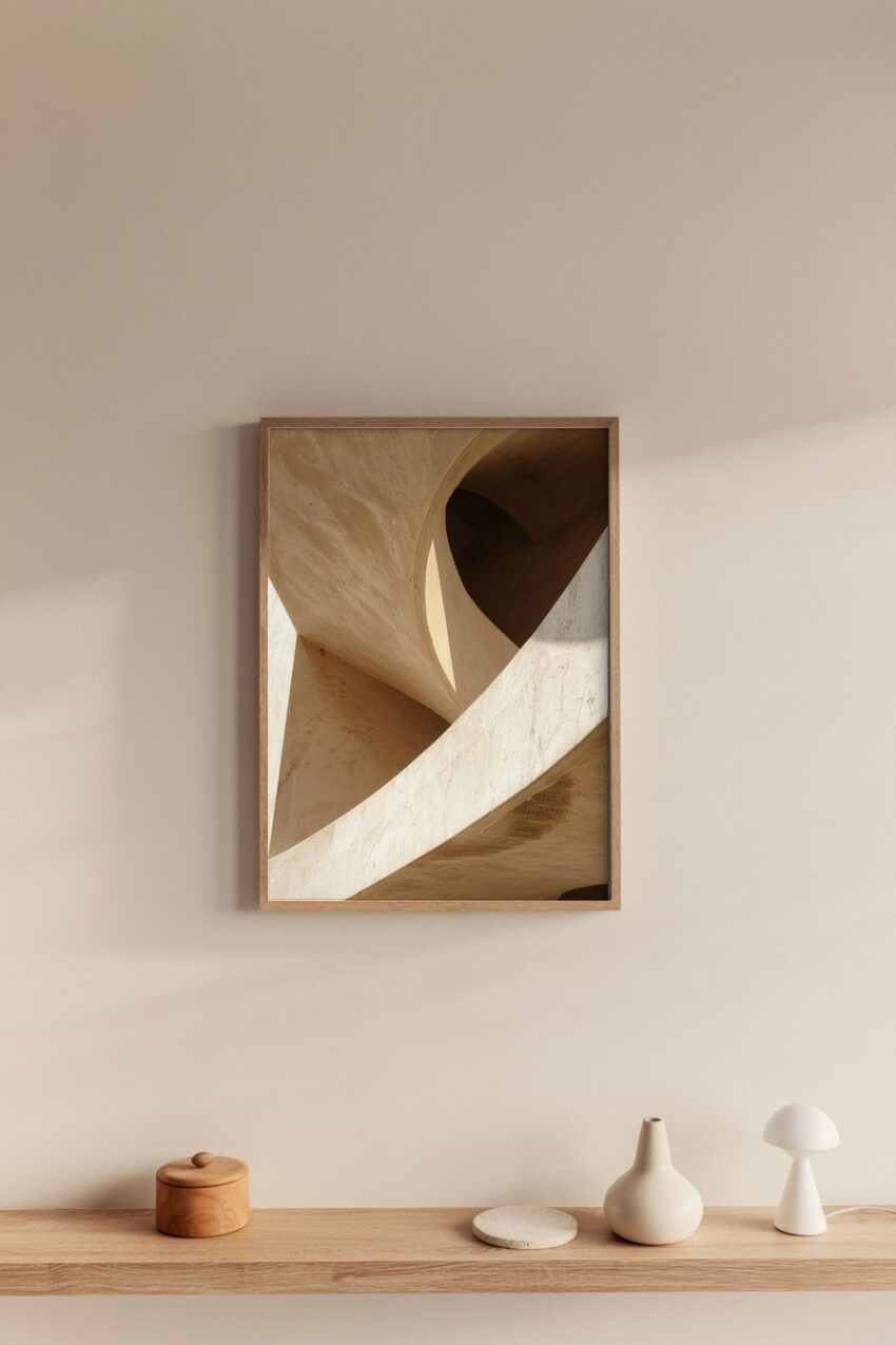 Fotografie Poster Betonbogen minimalistisch Licht Schatten beige