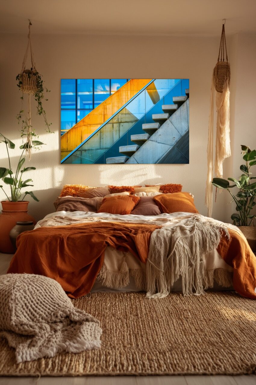 Fotografie Poster Betontreppe Glasgeländer minimalistisch urban