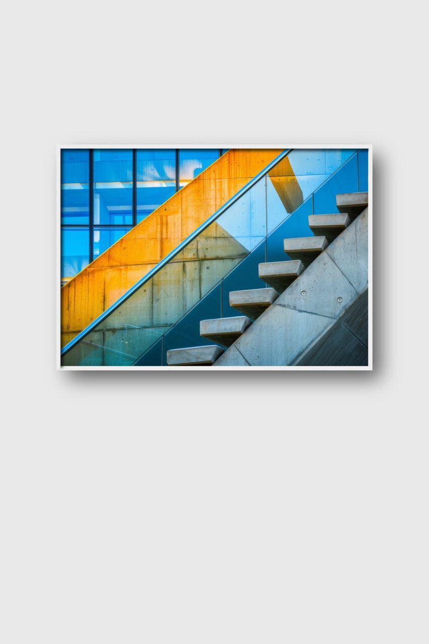 Fotografie Poster Betontreppe Glasgeländer minimalistisch urban