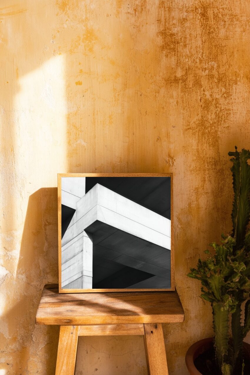 Fotografie Poster Betonbrücke schwarz-weiß minimalistisch